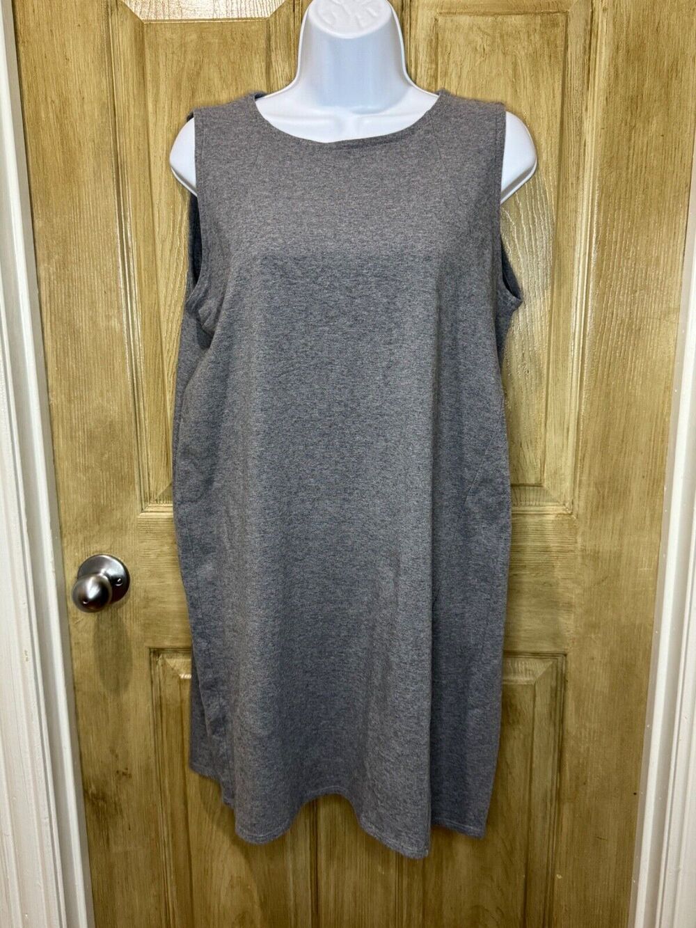 Eileen Fisher Women Dress Medium Gray Tank Minimalist Organic Cotton